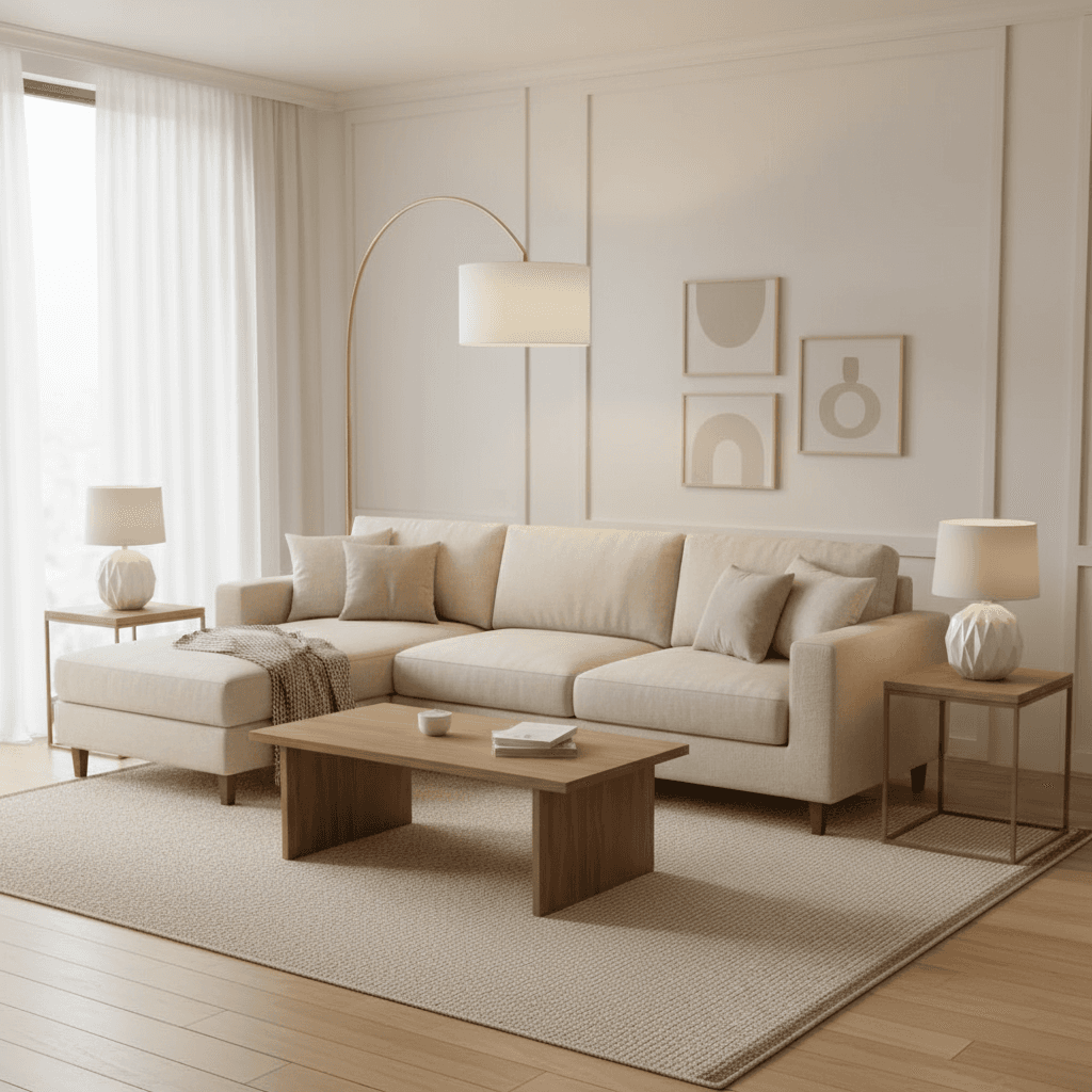 Warm Modern Minimalist Living Room