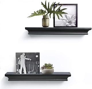 AHDECOR Black Floating Shelves, Set of 2