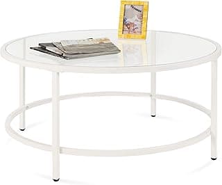 36" Modern Round Tempered Glass Coffee Table