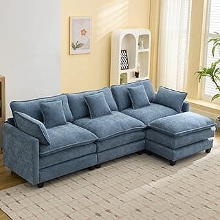 111'' Sectional Cloud Deep Seat Couch in Blue