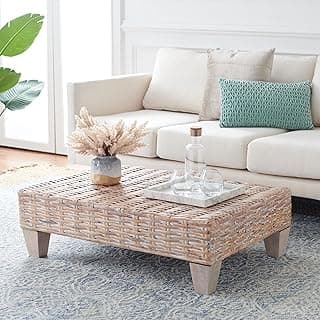 SAFAVIEH Leary Coastal White Wash Coffee Table