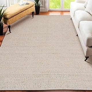 Hand Woven Jute Cotton Area Rug 5'x8', Natural