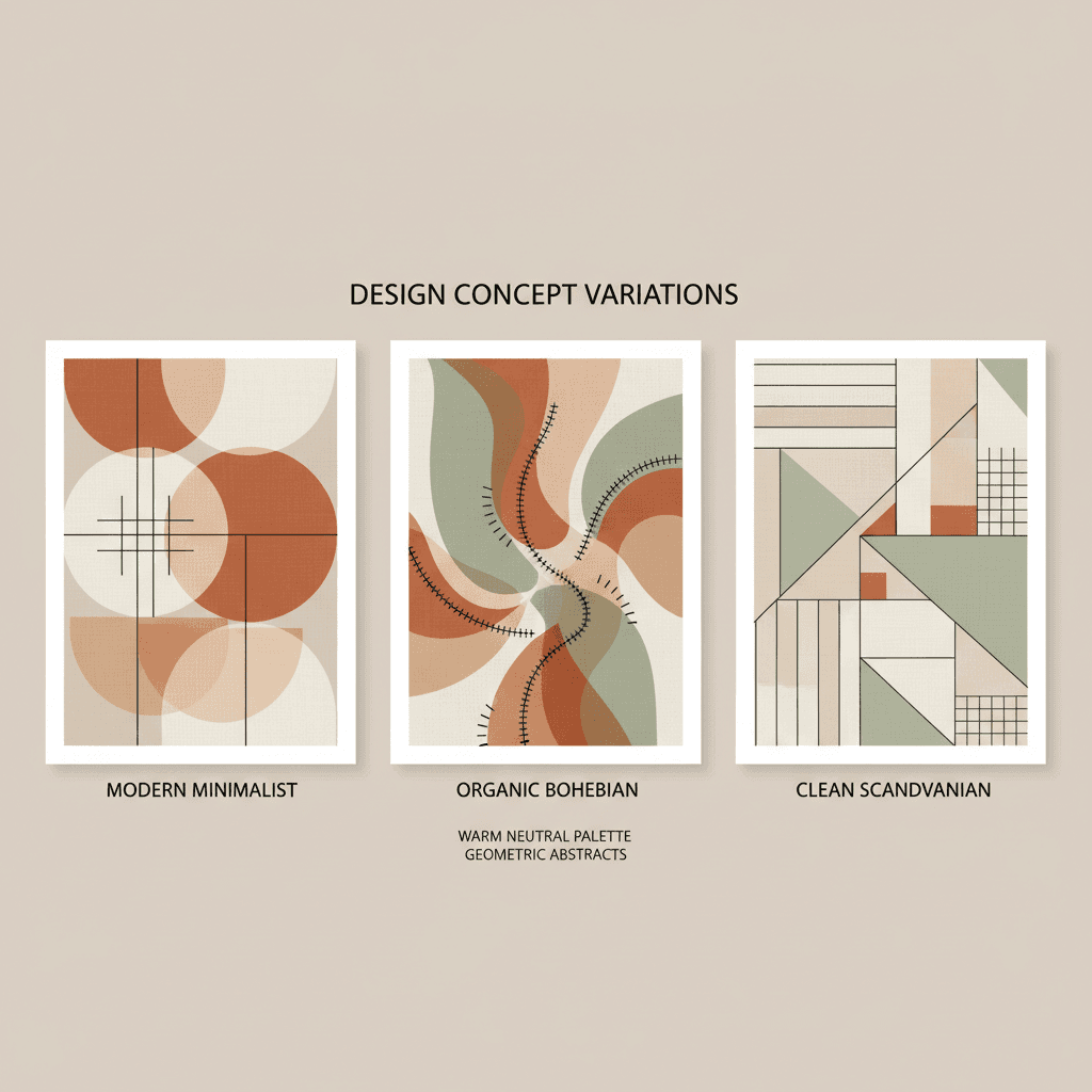 Modern, bohemian, and Scandinavian room style comparisons