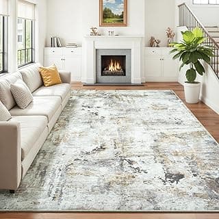 8x10 Area Rug Abstract Neutral Brown/Grey - Washable Modern Rug for Living Room