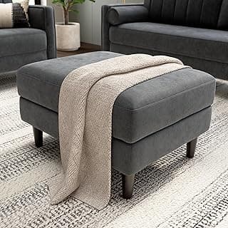 Bush Home Storage Ottoman with Tray, Iron Gray Chenille Fabric